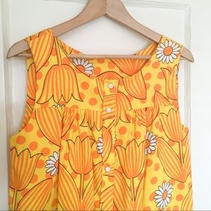 [vintage] Yellow floral cotton sundress